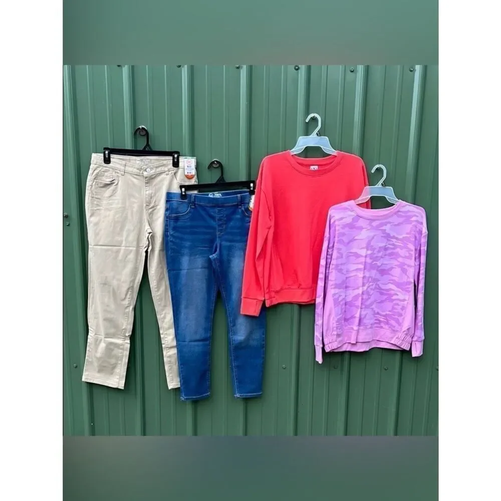 Girls Crewneck Sweatshirts Jeggings & Straight Leg Jeans 4-Piece Size XL